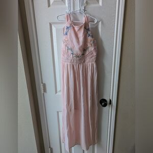 Iz Byer Light Pink Dress with Floral Details